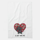 Black Lab Mam Floral Heart Kitchen Towel Theedoek (Verticaal)