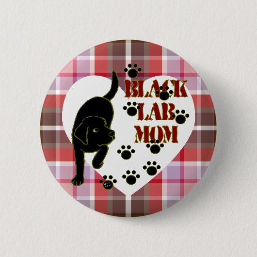 Black Lab mam & Heart Pset Ronde Button 5,7 Cm (Voorkant)