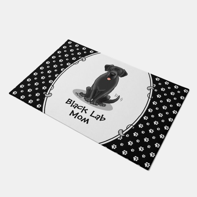 Black Lab Mam (Labrador Retriever Mam) Cute Dog Deurmat (Schuin)