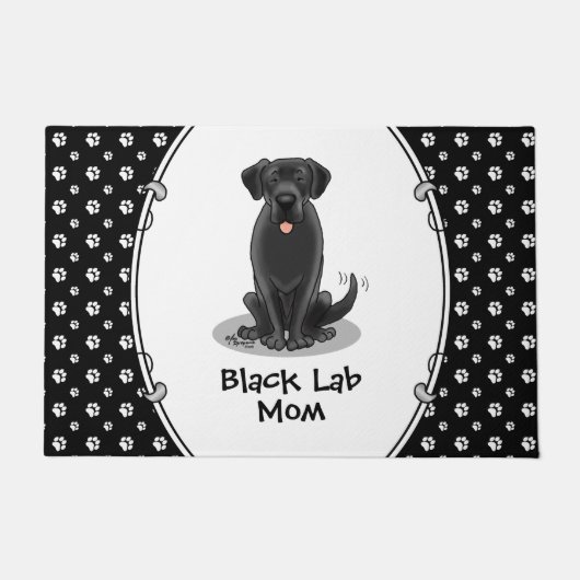 Black Lab Mam (Labrador Retriever Mam) Cute Dog Deurmat (Voorkant)