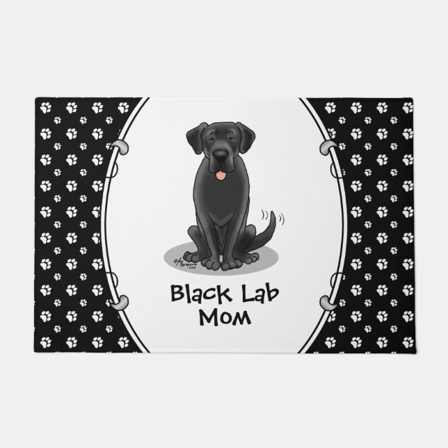 Black Lab Mam (Labrador Retriever Mam) Cute Dog Deurmat (Voorkant)