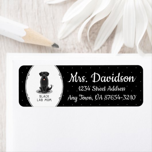 Black Lab Mam (Labrador Retriever Mam) Cute Dog Etiket (Insitu)
