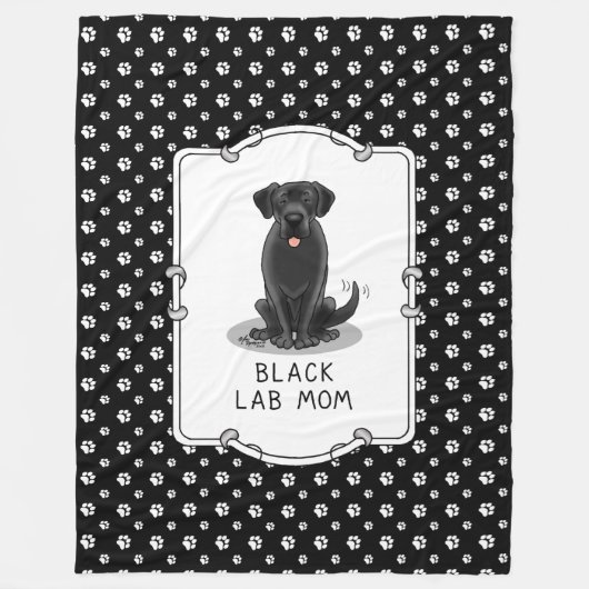 Black Lab Mam (Labrador Retriever Mam) Cute Dog Fleece Deken (Voorkant)