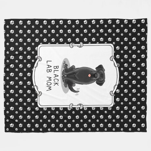 Black Lab Mam (Labrador Retriever Mam) Cute Dog Fleece Deken (Voorkant (Horizontaal))