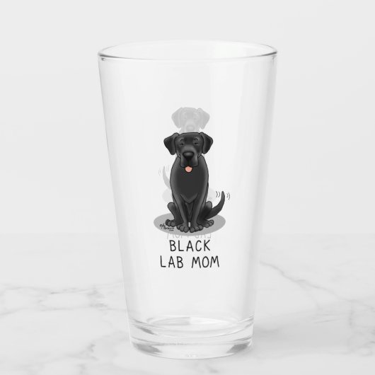 Black Lab Mam (Labrador Retriever Mam) Cute Dog Glas (Achterkant)