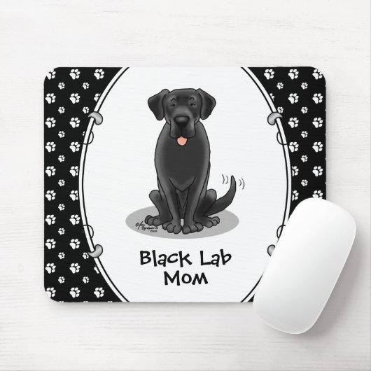 Black Lab Mam (Labrador Retriever Mam) Cute Dog Muismat (Met muis)