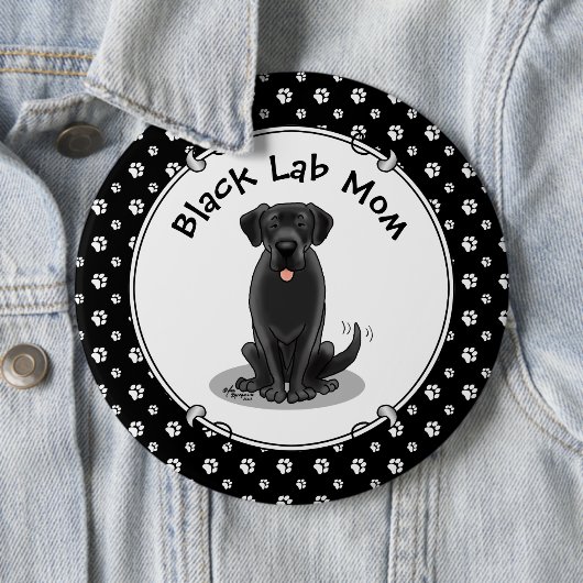 Black Lab Mam (Labrador Retriever Mam) Cute Dog Ronde Button 6,0 Cm (In situ)