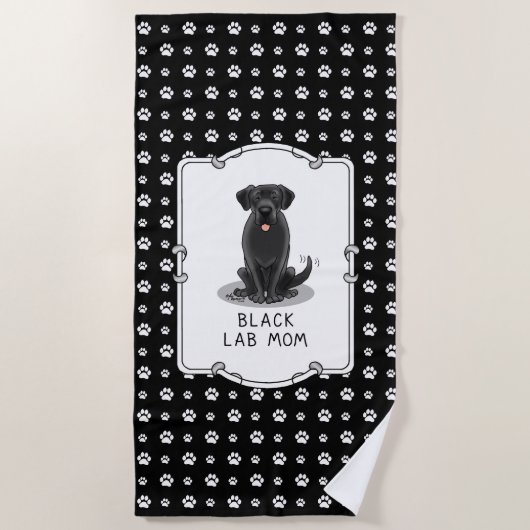 Black Lab Mam (Labrador Retriever Mam) Cute Dog Strandlaken (Voorkant)