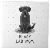 Black Lab Mam (Labrador Retriever Mam) Cute Dog Tegeltje (Voorkant)