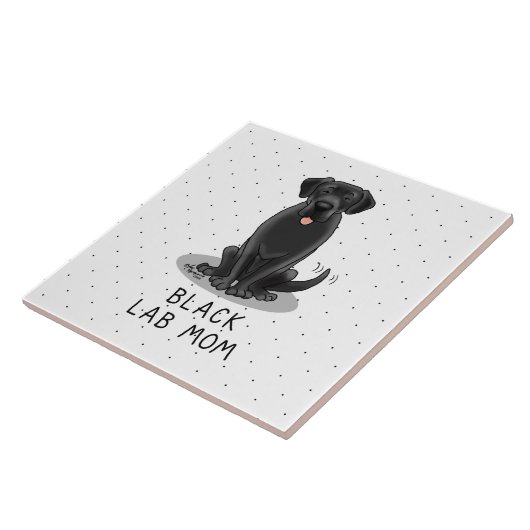 Black Lab Mam (Labrador Retriever Mam) Cute Dog Tegeltje (Zijkant)