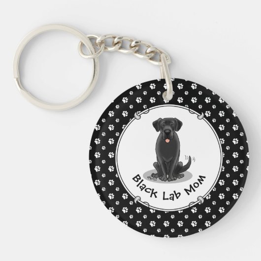 Black Lab Mam (Labrador Retriever Mam) Dog Mam Sleutelhanger (Voorkant)