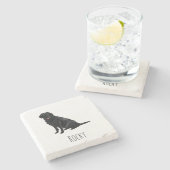 Black Lab Marble Drink Coasters - Custom Dog Name Stenen Onderzetter (Zijkant)