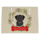 Black Lab Merry Christman Gift Bag Large Cadeautasje (Voorkant)