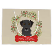 Black Lab Merry Christman Gift Bag Large Cadeautasje (Achterkant)