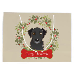 Black Lab Merry Christman Gift Bag Large Cadeautasje