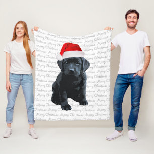Black Lab Merry Kerstdog Labrador Fleece Deken