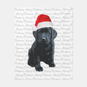 Black Lab Merry Kerstdog Labrador Fleece Deken (Voorkant)