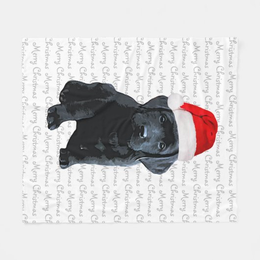 Black Lab Merry Kerstdog Labrador Fleece Deken (Voorkant (Horizontaal))