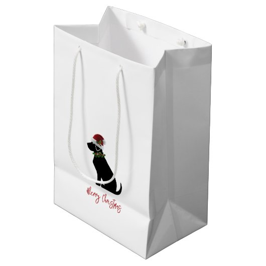 Black Lab Merry Kerstkerstkerstkerstkerstkerstkers Medium Cadeauzakje (Voorkant Gekanteld)