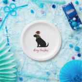 Black Lab Merry Kerstkerstkerstkerstkerstkerstkers Papieren Bordje (Feest)
