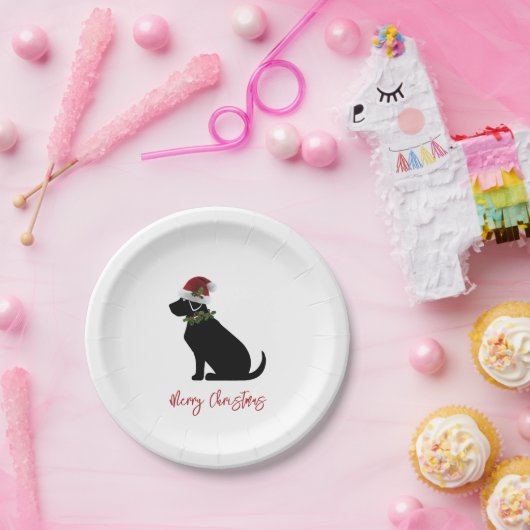 Black Lab Merry Kerstkerstkerstkerstkerstkerstkers Papieren Bordje (Feest)