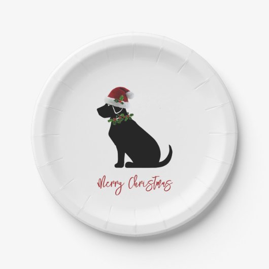 Black Lab Merry Kerstkerstkerstkerstkerstkerstkers Papieren Bordje (Voorkant)