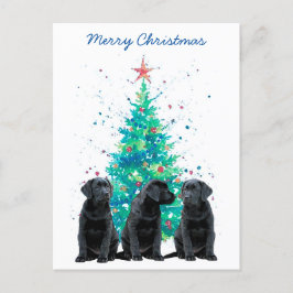 Black Lab Merry Kerstlabrador Cute Dog Puppy Feestdagenkaart