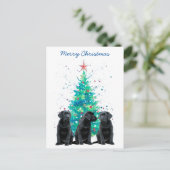 Black Lab Merry Kerstlabrador Cute Dog Puppy Feestdagenkaart (Staand voorkant)
