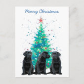Black Lab Merry Kerstlabrador Cute Dog Puppy Feestdagenkaart (Voorkant)