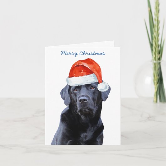 Black Lab Merry Kerstlabrador Cute Santa Dog Feestdagen Kaart (Voorkant)