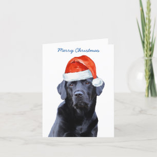 Black Lab Merry Kerstlabrador Cute Santa Dog Feestdagen Kaart