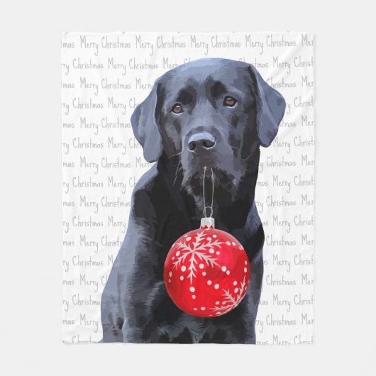 Black Lab Merry Kerstlabrador Fleece Deken (Voorkant)