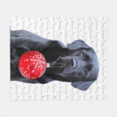 Black Lab Merry Kerstlabrador Fleece Deken (Voorkant (Horizontaal))