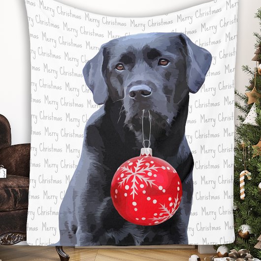 Black Lab Merry Kerstlabrador Fleece Deken