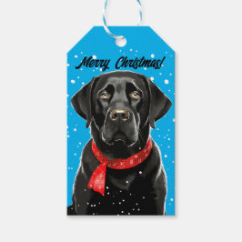 Black Lab Merry Kerstlabrador Retriever Cadeaulabel