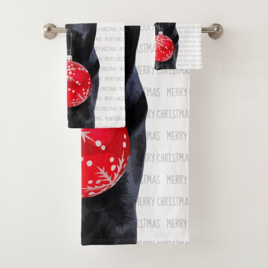 Black Lab Merry Kerstmis - Cute Labrador Dog Bad Handdoek (Insitu)