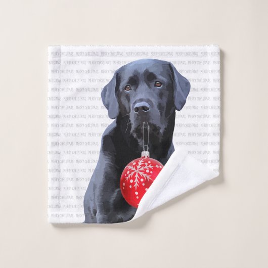 Black Lab Merry Kerstmis - Cute Labrador Dog Bad Handdoek (Wasdoekje)