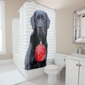 Black Lab Merry Kerstmis - Cute Labrador Dog Douchegordijn (In situ)