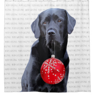 Black Lab Merry Kerstmis - Cute Labrador Dog Douchegordijn