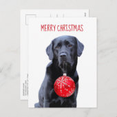 Black Lab Merry Kerstmis - Cute Labrador Dog Feestdagenkaart (Voorkant / Achterkant)
