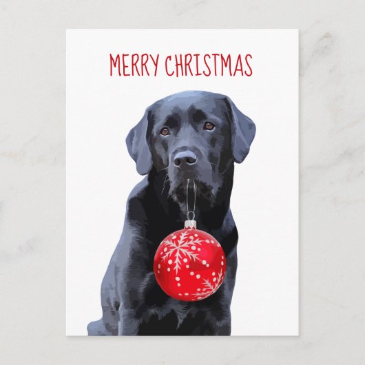 Black Lab Merry Kerstmis - Cute Labrador Dog Feestdagenkaart (Voorkant)