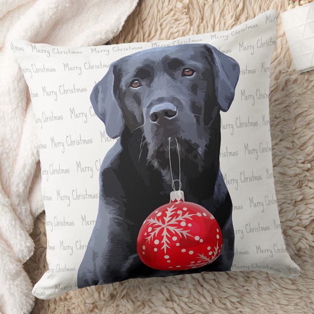Black Lab Merry Kerstmis - Cute Labrador Dog Kussen (Creator heeft geüpload)