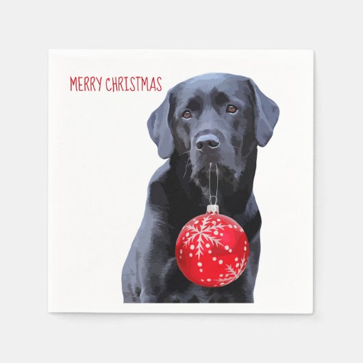 Black Lab Merry Kerstmis - Cute Labrador Dog Servet (Voorkant)