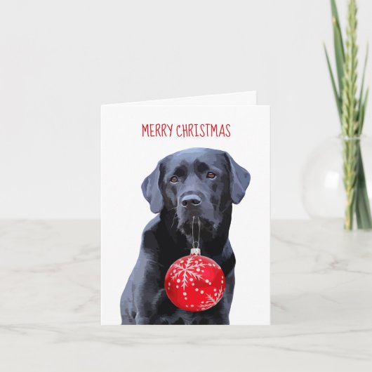 Black Lab Merry Kerstmis - Labrador Cute Dog Feestdagen Kaart (Voorkant)