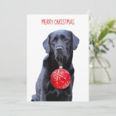 Black Lab Merry Kerstmis - Labrador Cute Dog Feestdagenkaart (Staand voorkant)