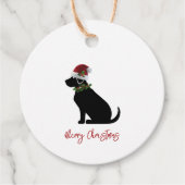 Black Lab Merry Kerstmis Silhouette Fun Modern Bedankjes Labels (Voorkant)
