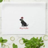 Black Lab Merry Kerstmis Silhouette Fun Modern Theedoek (Gevouwen)