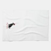 Black Lab Merry Kerstmis Silhouette Fun Modern Theedoek (Horizontaal)