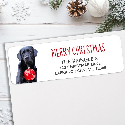 Black Lab Merry Kerstrode labrador Cute Dog Etiket