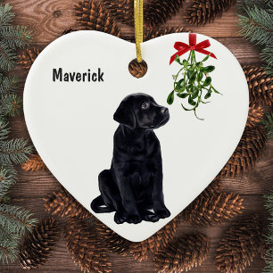 Black Lab Mistletoe-kerstversiering Keramisch Ornament